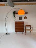 Vintage XL space age booglamp ‘70, Metaal, Vintage retro buisframe design rotan webbing papercord deens, 200 cm of meer, Ophalen of Verzenden