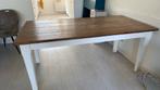 Teakhouten eetkamertafel met witte poten 180 x 90, Ophalen, Gebruikt, Teakhout, 50 tot 100 cm
