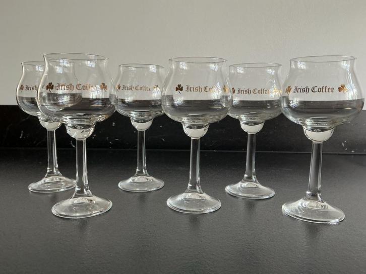 6 Luminarc Irish Coffee Glazen - Gouden Klaver, Antiek en Kunst, Antiek | Glas en Kristal, Ophalen of Verzenden
