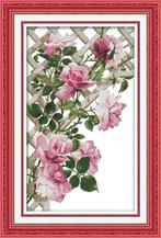 # Nieuw, compleet borduurpakket; Pink roses #, Ophalen of Verzenden, Nieuw, Handborduren, Borduurpakket