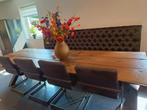Boomstam Eettafel met Bank & Stoelen - Wegens Verhuizing, Huis en Inrichting, Ophalen, 100 tot 150 cm, 200 cm of meer, Zo goed als nieuw