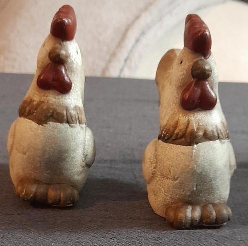 Setje Stenen beeldje van een haan hoogte 12 cm (2 Stuks), Verzamelen, Beelden en Beeldjes, Gebruikt, Dier, Ophalen of Verzenden