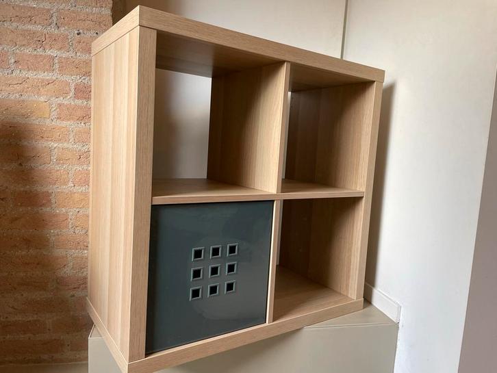 Ikea Kallax Kast 4 Vakken Eikenprint + Bak, Huis en Inrichting, Kasten | Boekenkasten, Gebruikt, 50 tot 100 cm, Minder dan 100 cm