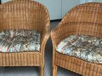 mooie rieten stoelen mag met kussen, Ophalen, Twee, Bruin, Riet of Rotan