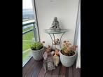 LEUK HALFROND TAFELTJES MET GLASPLAAT, Huis en Inrichting, Tafels | Sidetables, Ophalen of Verzenden