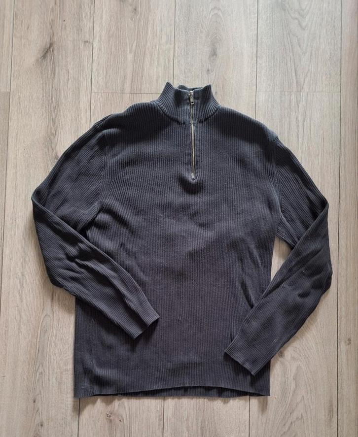 Zwarte Pier One herentrui met ritskraag maat M, Kleding | Heren, Truien en Vesten, Zo goed als nieuw, Maat 48/50 (M), Zwart, Ophalen of Verzenden