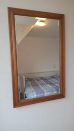 Grote houten spiegel, Ophalen, 100 tot 150 cm, Zo goed als nieuw, Rechthoekig