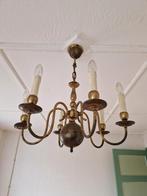 Vintage Gouden Kroonluchter met 5 Armen, Ophalen of Verzenden, Gebruikt, Metaal, Vintage