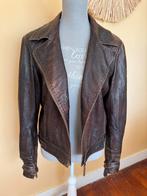 Claudia Sträter, bruin leren bikerjas, maat 42, Kleding | Dames, Ophalen of Verzenden, Zo goed als nieuw, Maat 42/44 (L), Bruin