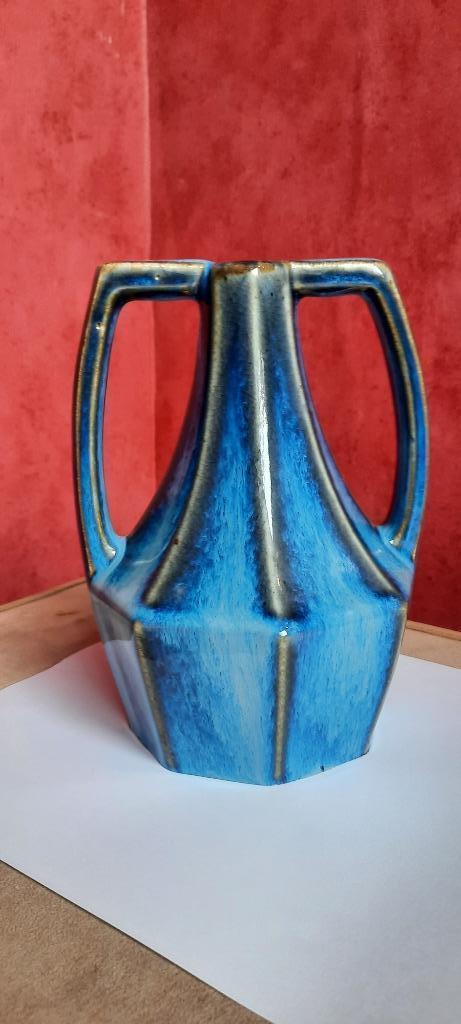 art nouveau jugendstil blauwe vaas ca 1920 gemerkt, Antiek en Kunst, Antiek | Keramiek en Aardewerk, Ophalen of Verzenden