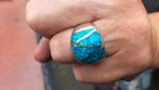 Prachtige zilveren blauwe vuur opaal ring, Sieraden, Tassen en Uiterlijk, Ringen, Ophalen of Verzenden, Zo goed als nieuw, Dame
