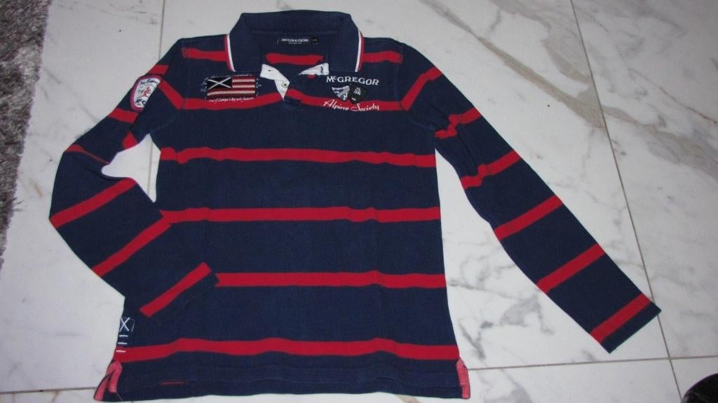 164 MC GREGOR luxe rugby gestreept, Kinderen en Baby's, Kinderkleding | Maat 164, Ophalen of Verzenden, Zo goed als nieuw, Jongen