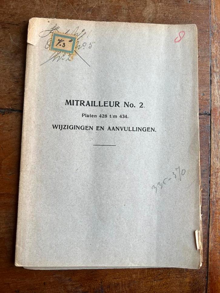 Nederlands Voorschrift Proefneming Vickers No.2 mitrailleur, Verzamelen, Militaria | Tweede Wereldoorlog, Nederland, Ophalen of Verzenden