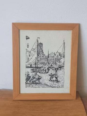 Litho Alfred Ost Mechelen Romboutskerk de Dijle Vischmarkt. beschikbaar voor biedingen