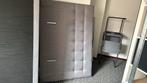 Boxspring 140x200 Grijs, met Achterwand  (zonder matras), Huis en Inrichting, Slaapkamer | Bedden, Ophalen, Tweepersoons, 140 cm