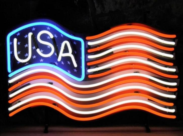 USA vlag decoratie neon en veel andere reclame neons, Verzamelen, Merken en Reclamevoorwerpen, Nieuw, Lichtbak of (neon) lamp