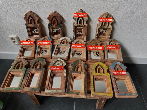 Indiase spiegel India houtsnijwerk spiegel handwerk, Huis en Inrichting, Woonaccessoires | Spiegels, Nieuw, Minder dan 50 cm, Minder dan 100 cm