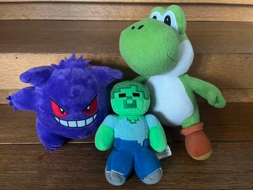 3x knuffel Gengar pokemon minecraft zombie Yoshi Nintendo beschikbaar voor biedingen