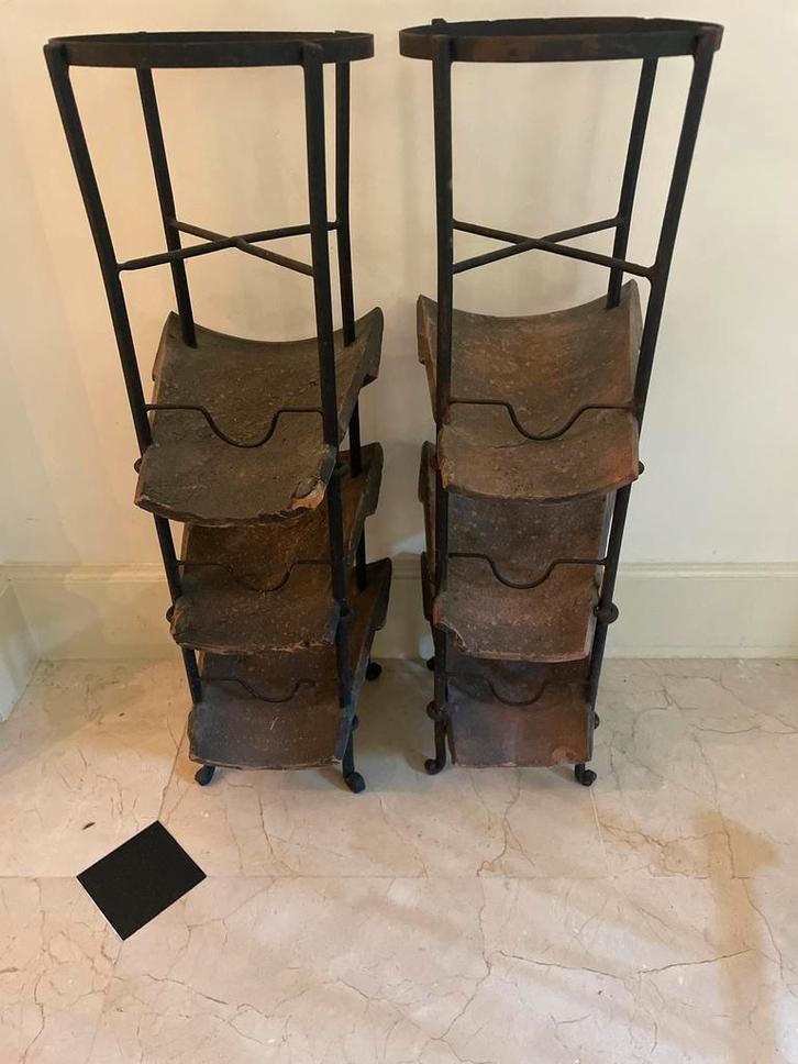 Set van 2 rustieke wijnrekken, Huis en Inrichting, Woonaccessoires | Wijnrekken, Gebruikt, 75 cm of meer, Metaal, 5 tot 15 flessen