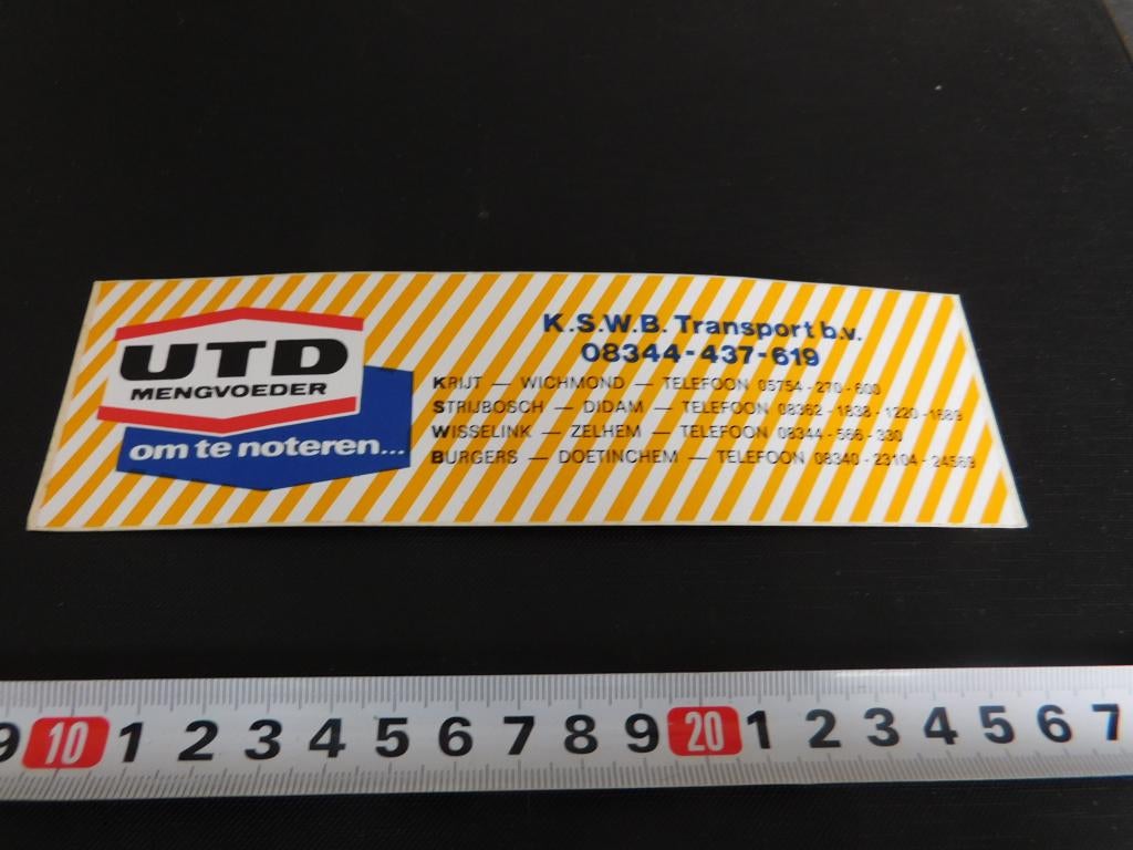 sticker UTD Mengvoeder K.S.W.B. Transport bv, Verzamelen, Stickers, Zo goed als nieuw, Ophalen