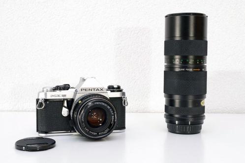 Pentax ME Super + Pentax 50mm lens + Chinon zoom lens + batt, Audio, Tv en Foto, Fotocamera's Analoog, Refurbished, Spiegelreflex