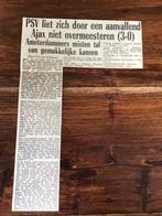 Voetbal krantenartikel PSV Ajax april 1965, Ophalen of Verzenden, Zo goed als nieuw, Ajax