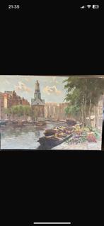 Antiek schilderij ‘Gezicht op Munttoren in Amsterdam’, Antiek en Kunst, Ophalen of Verzenden