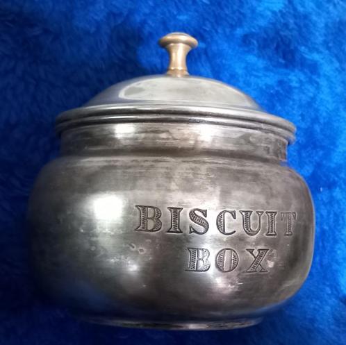 vintage koekjes trommel koper met tin legering Biscuit Box, Verzamelen, Blikken, Gebruikt, Koek(jes), Ophalen of Verzenden