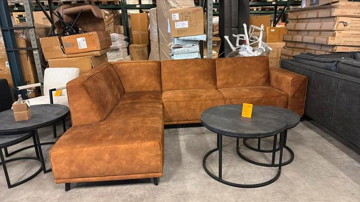 Hoekbank velvet/velours stof adore cognac/goud kleurig, Huis en Inrichting, Banken | Complete zithoeken, Nieuw, Metaal, Stof, Ophalen