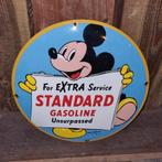 Emaille Reclamebord Standard Benzine Mickey Mouse 30cm, Ophalen of Verzenden, Gebruikt, Reclamebord
