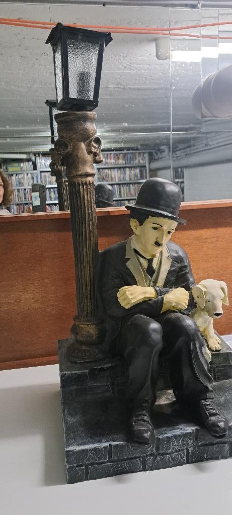 Vintage Charlie Chaplin beeld met lamp, Verzamelen, Ophalen, Zo goed als nieuw