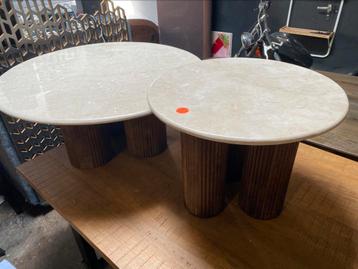 Salontafel xavi 90 of 60 cm travertin mangohput bkeus hoge k beschikbaar voor biedingen