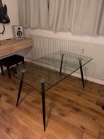 Glazen eettafel / bureau, Huis en Inrichting, Tafels | Eettafels, Ophalen, Gebruikt, 100 tot 150 cm, 50 tot 100 cm