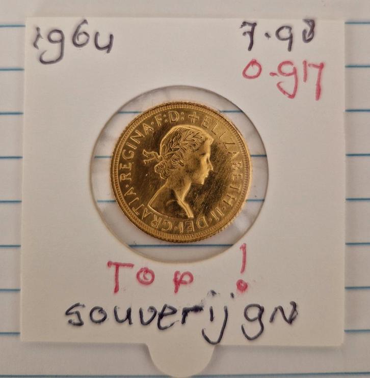 Gouden  souvereing 1964, Postzegels en Munten, Munten | Europa | Euromunten, Losse munt, Overige landen, Goud, Ophalen of Verzenden