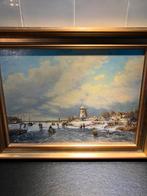 Winterlandschap met mensen op het ijs, Antiek en Kunst, Kunst | Schilderijen | Klassiek, Ophalen of Verzenden