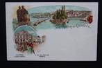 MOOIE LITHO ANSICHTKAART ZWITSERLAND GENEVE ROND 1900, Ophalen of Verzenden, Voor 1920, Ongelopen, Overig Europa