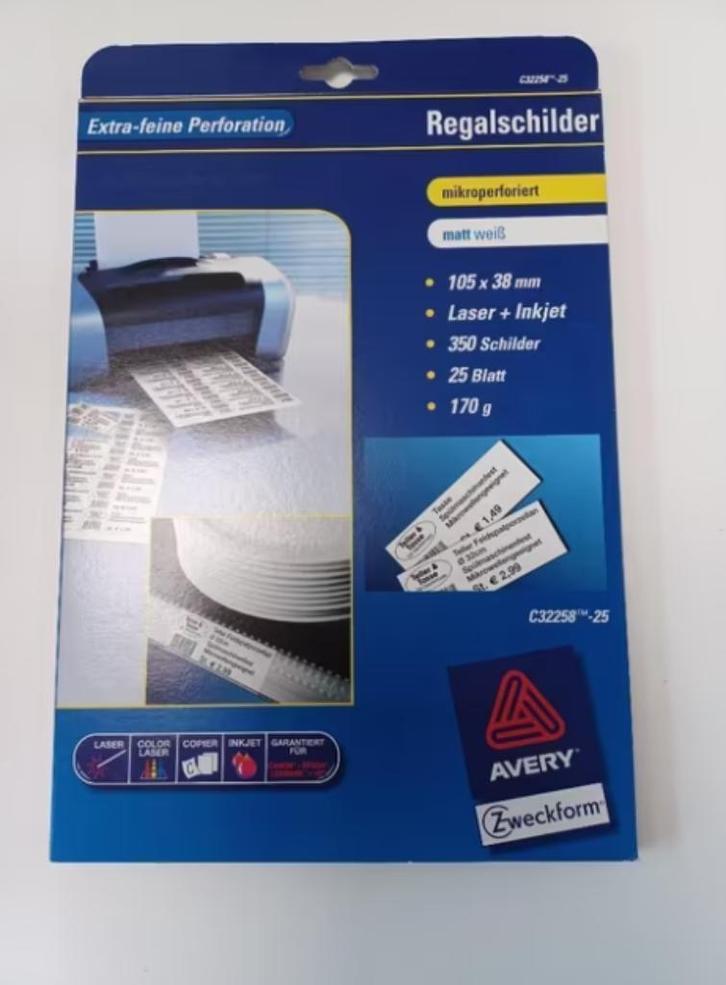 15 doosjes met Avery Zweckform C32258-25 schapkaarten, Hobby en Vrije tijd, Overige Hobby en Vrije tijd, Nieuw, Ophalen