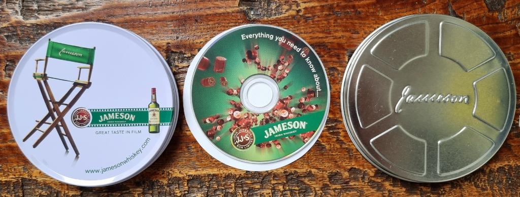 Jameson Whiskey onderzetters + DVD in filmblik - IZGST, Ophalen of Verzenden, Zo goed als nieuw, Overige typen
