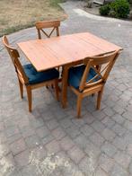 Grenen keukentafel met 3 stoelen, Huis en Inrichting, Tafels | Eettafels, Ophalen, Gebruikt, Rechthoekig, 50 tot 100 cm