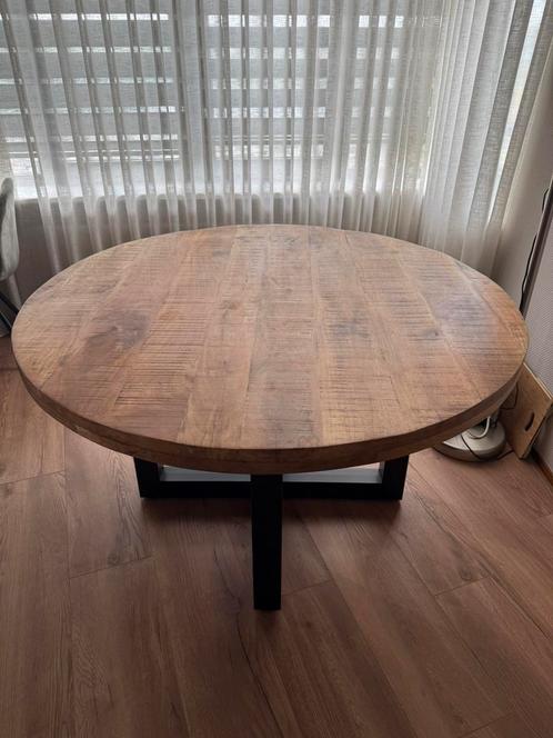 Eettafel mango hout 130cm diameter, Huis en Inrichting, Tafels | Eettafels, Zo goed als nieuw, 100 tot 150 cm, Vijf personen of meer