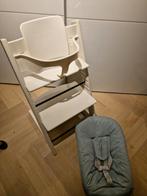 Witte stokke tripp trapp / trip trap + babyset en newborn, Ophalen of Verzenden, Gebruikt, Meegroeistoel, Stoelverkleiner