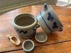 Keulse potten. Antiek Aardewerk Set met Blauwe Accenten, Ophalen