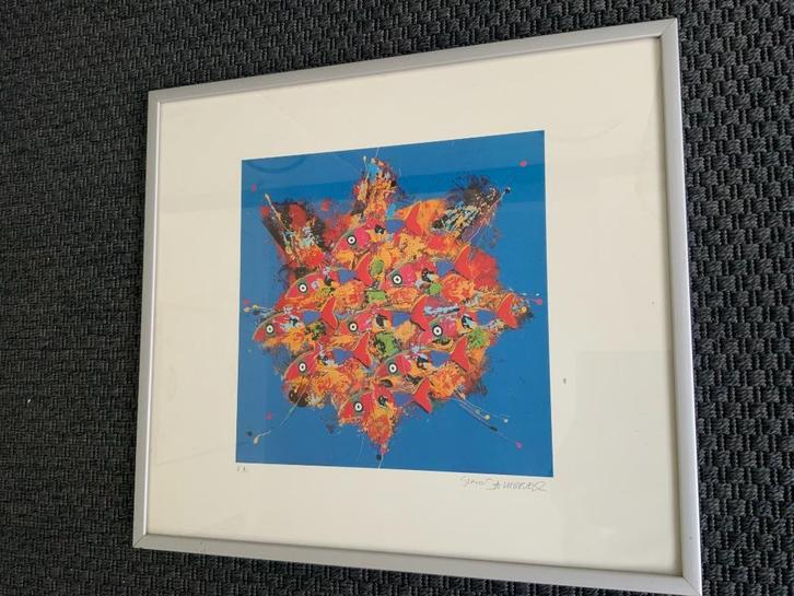 Zeefdruk schilderij Gino Sauerbier - Mach mit bei der Party, Antiek en Kunst, Kunst | Schilderijen | Abstract, Ophalen of Verzenden