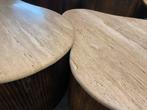 Salon tafel set mari travertin mango hout organische japandi, Ophalen, 50 tot 100 cm, Nieuw, 50 tot 100 cm