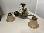 Te Koop : Kroonluchter Plafondlamp Hout Glas Plafond Lamp, Antiek en Kunst, Antiek | Lampen, Ophalen of Verzenden