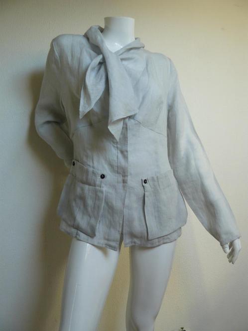 SARAH PACINI linnen jasje grijs maat 2 = M 38/40 NIEUW, Kleding | Dames, Jassen | Zomer, Nieuw, Maat 38/40 (M), Grijs, Ophalen of Verzenden
