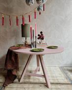 Vintage ronde eettafel oud roze eiken hout, Huis en Inrichting, Tafels | Eettafels, Ophalen, 50 tot 100 cm, Pand 96, Koestraat 96