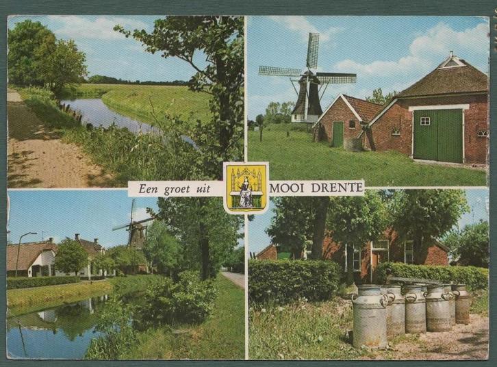 Drenthe - Een groet uit..... (Molens,Melkbussen) '71 (Assen), Verzamelen, Ansichtkaarten | Nederland, Gelopen, Drenthe, 1960 tot 1980