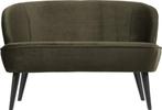 WOOOD Sara Bankje - Velvet - Warm Groen - 73x110x72, Ophalen, Minder dan 75 cm, Tweepersoons, Zo goed als nieuw
