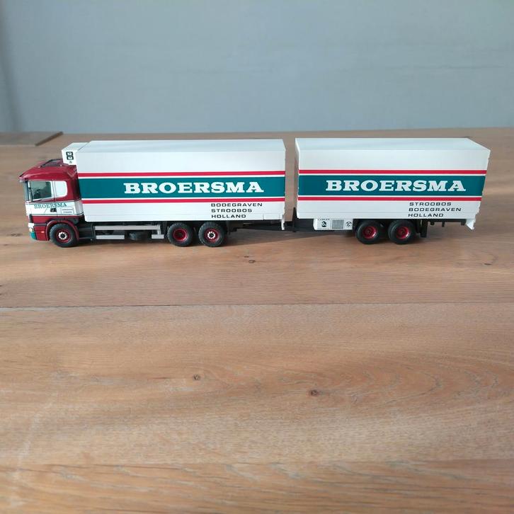 Tekno Scania 4-serie combi Broersma Stroobos - Bodegraven, Hobby en Vrije tijd, Modelauto's | 1:50, Gebruikt, Bus of Vrachtwagen